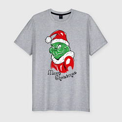 Футболка slim-fit Santa Claus Grinch - merry Christmas, цвет: меланж
