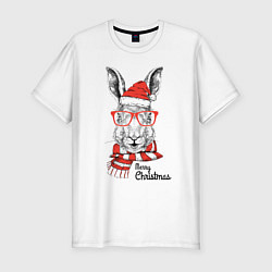 Футболка slim-fit Santa Rabbit - Merry Christmas!, цвет: белый