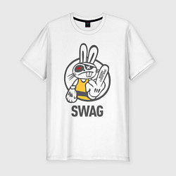 Футболка slim-fit SWAG Bad rabbit - Merry Christmas!, цвет: белый