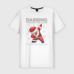 Футболка slim-fit Through the snow Santa dabbing, цвет: белый