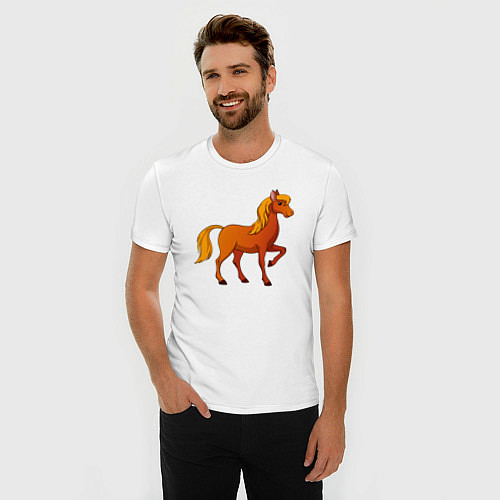 Мужская slim-футболка Добрый конь / Белый – фото 3