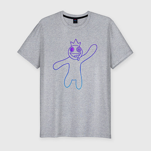 Мужская slim-футболка Роблокс: Синий неон / Меланж – фото 1