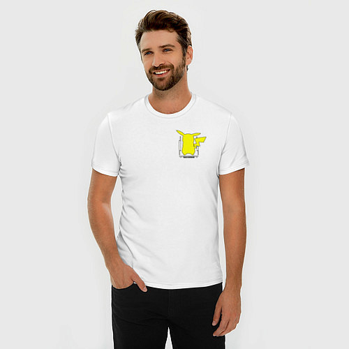Мужская slim-футболка Пикачу маленькое лого! / Белый – фото 3
