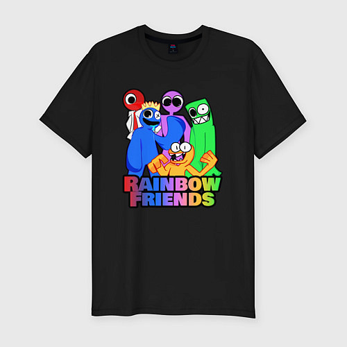 Мужская slim-футболка Радужные друзья персонажи игры / Черный – фото 1