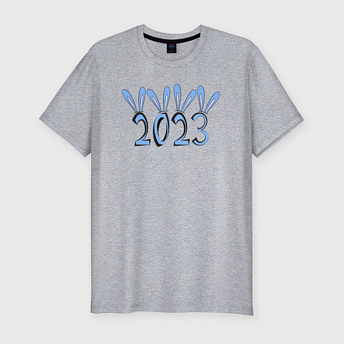 Мужская slim-футболка 2023 год с ушами / Меланж – фото 1