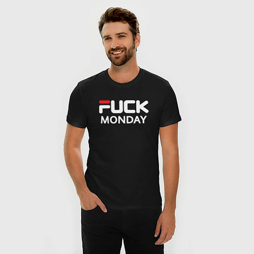 Мужская slim-футболка Fuck monday, fila, anti-brand / Черный – фото 3