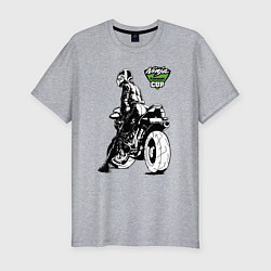 Футболка slim-fit Kawasaki Ninja Cup - Девушка за рулём, цвет: меланж