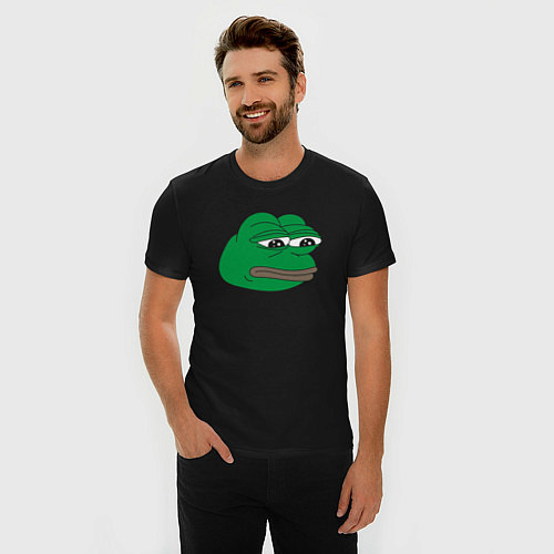 Мужская slim-футболка Лягушонок Пепе-Frog Pepe / Черный – фото 3