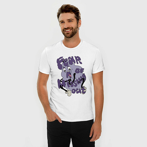 Мужская slim-футболка Фомо - страх упустить выгоду / Белый – фото 3