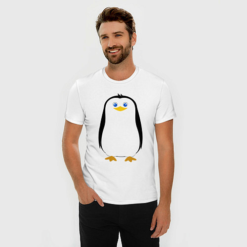 Мужская slim-футболка Красивый пингвин / Белый – фото 3