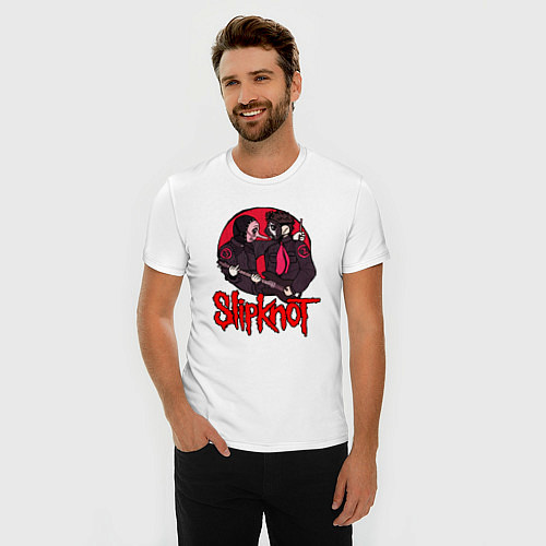 Мужская slim-футболка Slipknot rock / Белый – фото 3