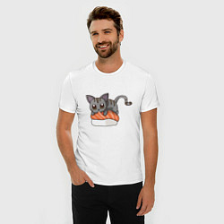 Футболка slim-fit Sushi cat, цвет: белый — фото 2