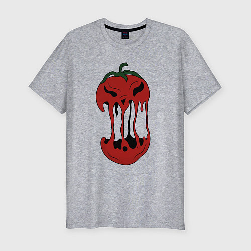 Мужская slim-футболка Агрессивный красный помидор / Меланж – фото 1
