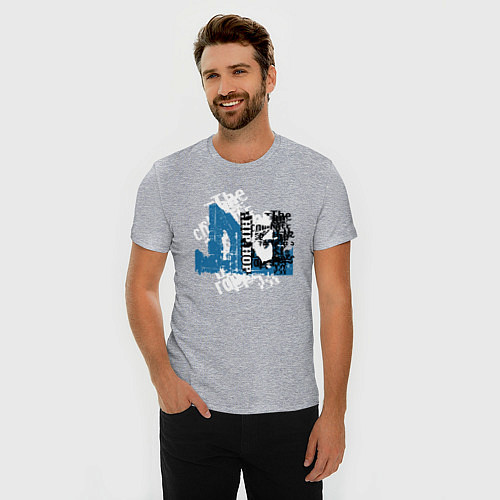 Мужская slim-футболка Хип хоп лицо мужчины / Меланж – фото 3
