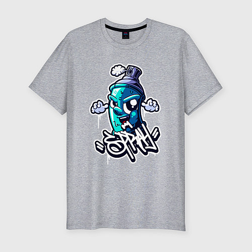 Мужская slim-футболка Граффити баллончик с руками / Меланж – фото 1