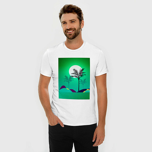 Мужская slim-футболка Palms space / Белый – фото 3
