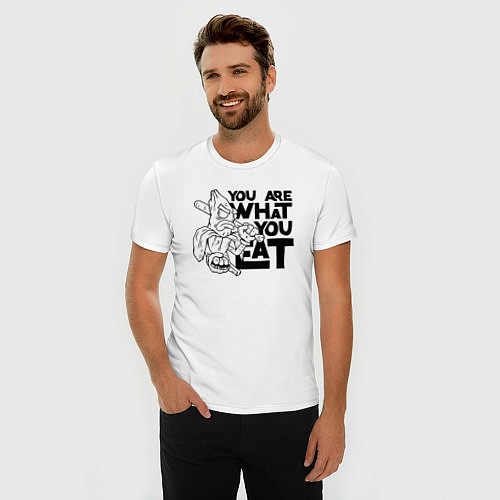 Мужская slim-футболка Ты то , что ешь / Белый – фото 3