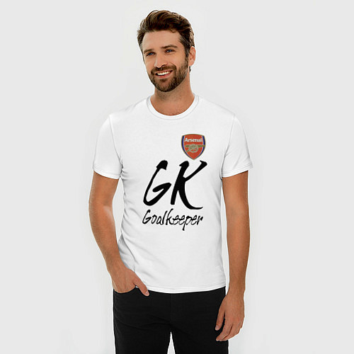 Мужская slim-футболка Arsenal - London - goalkeeper / Белый – фото 3