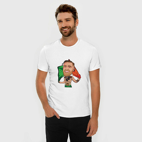 Мужская slim-футболка Конор - Ирландия / Белый – фото 3