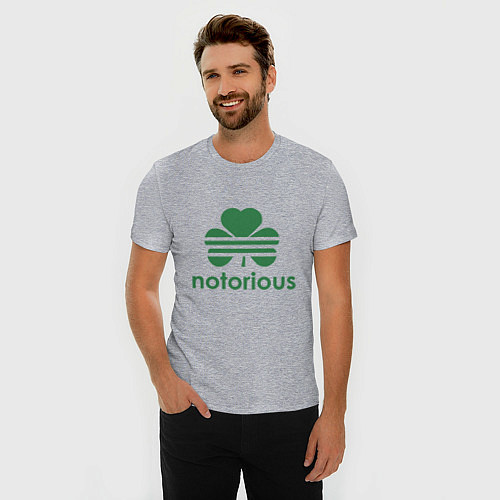 Мужская slim-футболка Notorious - Ireland / Меланж – фото 3