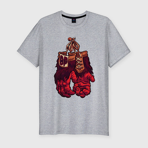 Мужская slim-футболка Beast pop boxing / Меланж – фото 1