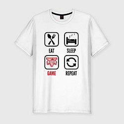 Футболка slim-fit Eat - sleep - GTA - repeat, цвет: белый