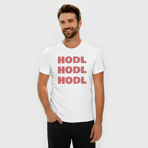 Мужская slim-футболка Hodl Вязанный / Белый – фото 3