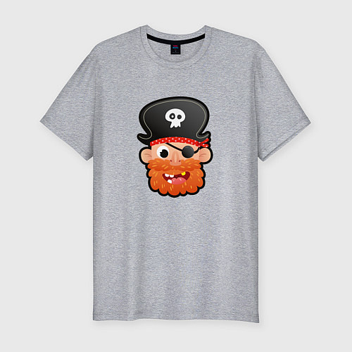 Мужская slim-футболка Мультяшный пират / Меланж – фото 1