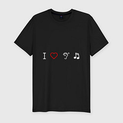 Футболка slim-fit I love to listen to music, цвет: черный