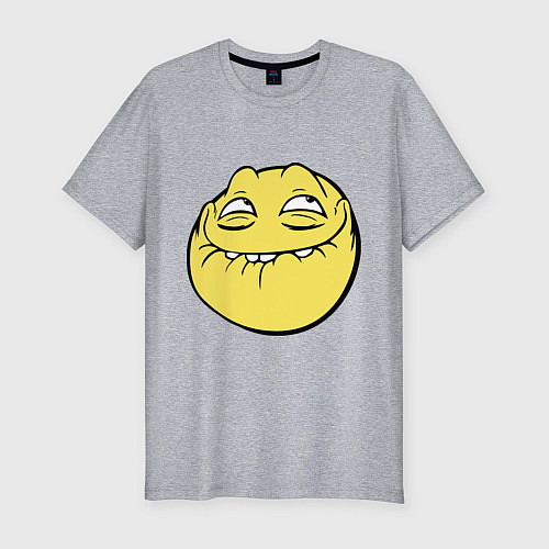 Мужская slim-футболка Smiley trollface / Меланж – фото 1