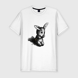 Футболка slim-fit Грустный зай, цвет: белый
