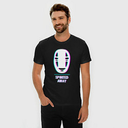 Футболка slim-fit Символ Spirited Away в стиле glitch, цвет: черный — фото 2