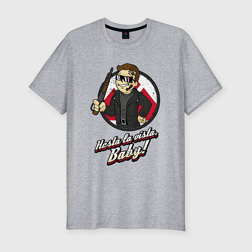 Мужская slim-футболка Vault boy - terminator / Меланж – фото 1