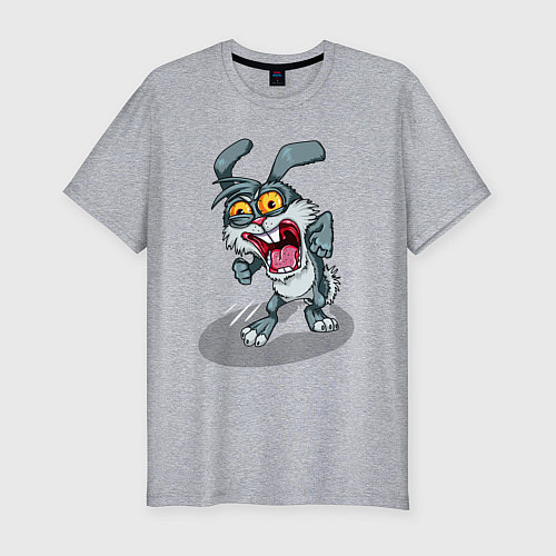 Мужская slim-футболка Безумный кролик / Меланж – фото 1
