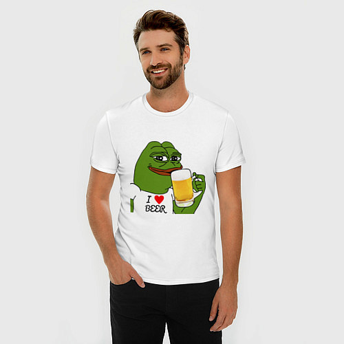 Мужская slim-футболка Drink Pepe / Белый – фото 3