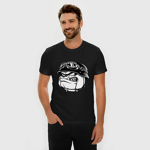 Мужская slim-футболка Evil bulldog head / Черный – фото 3