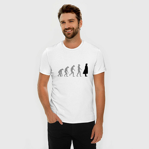 Мужская slim-футболка Эволюция Шерлока / Белый – фото 3