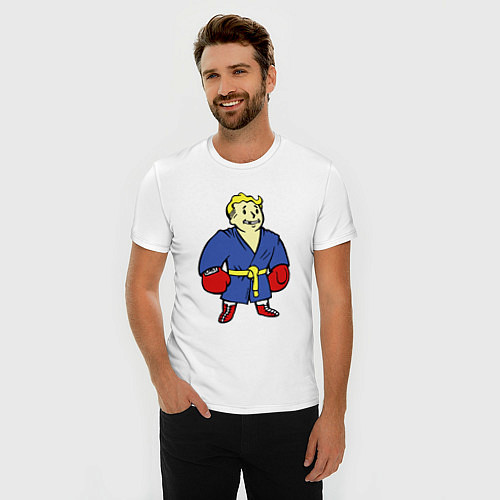 Мужская slim-футболка Vault boy - boxer / Белый – фото 3