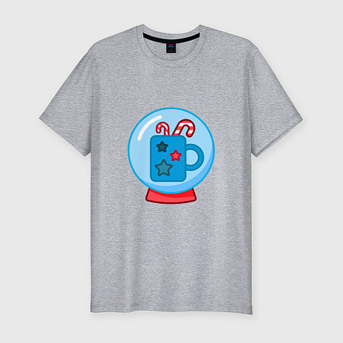 Мужская slim-футболка Зимний сладкий горячий напиток, чашка и карамель / Меланж – фото 1