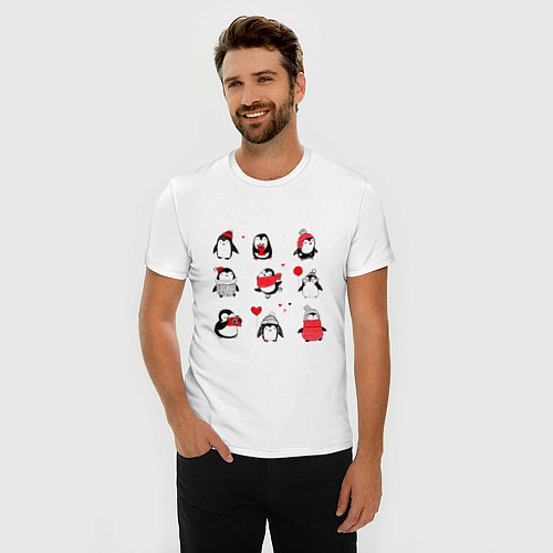 Мужская slim-футболка Positive penguins / Белый – фото 3