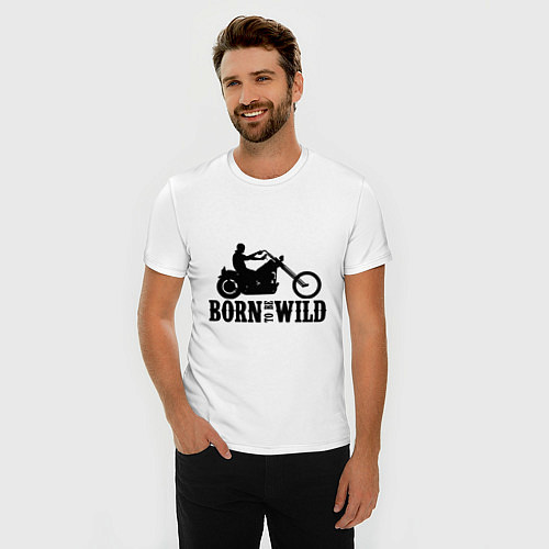 Мужская slim-футболка Born to be wild / Белый – фото 3