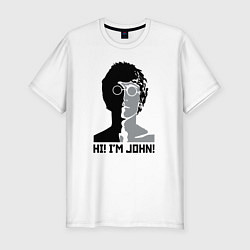 Футболка slim-fit Джон Леннон - портрет, цвет: белый