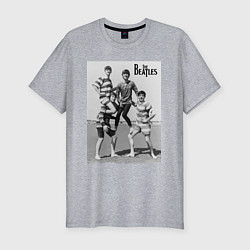 Футболка slim-fit Молодые музыканты на пляже, цвет: меланж
