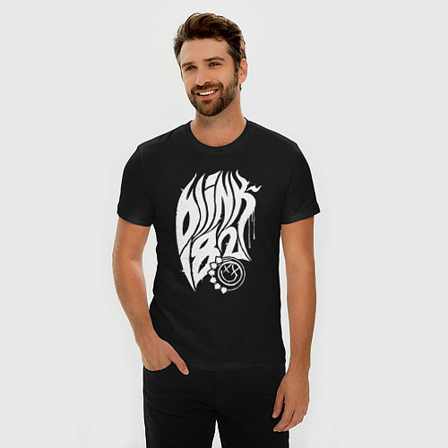 Мужская slim-футболка Blink 182 white paint / Черный – фото 3