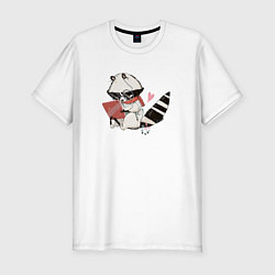 Футболка slim-fit Умный крошка-енот, цвет: белый