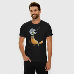 Футболка slim-fit Кот на одуванчике, цвет: черный — фото 2