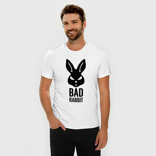 Мужская slim-футболка Bad rabbit / Белый – фото 3