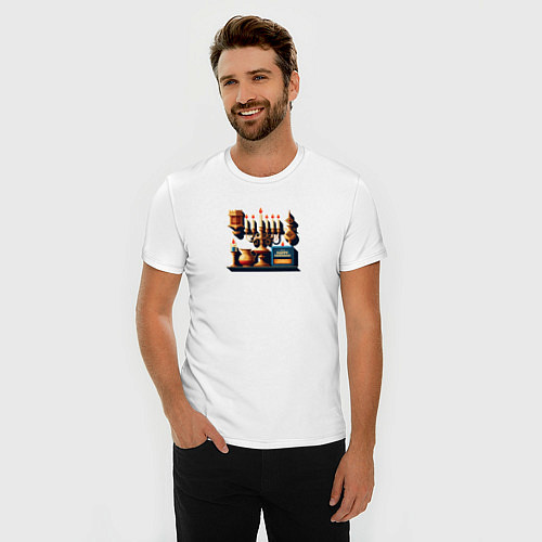 Мужская slim-футболка С праздником света 2022 / Белый – фото 3