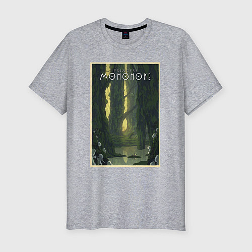 Мужская slim-футболка Mononoke poster / Меланж – фото 1