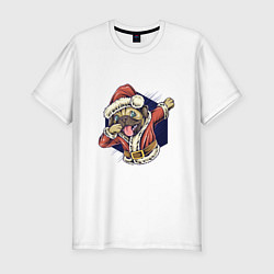 Футболка slim-fit New year pug, цвет: белый